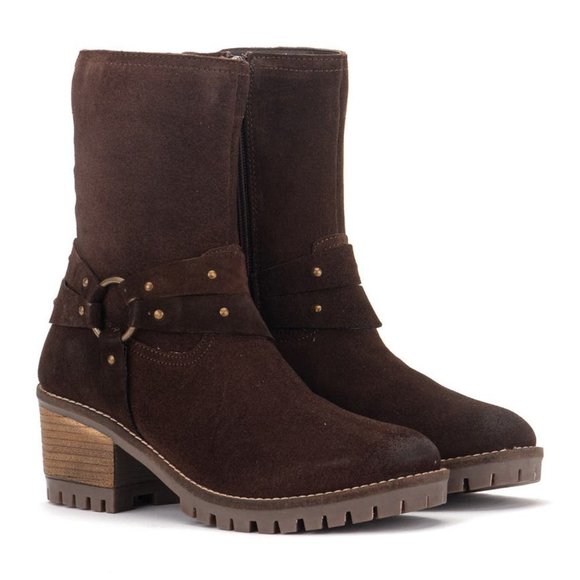 Vintage Foundry Sienna Studded Harness Boots Suede Western Brown Size 6 NEW - Picture 1 of 8